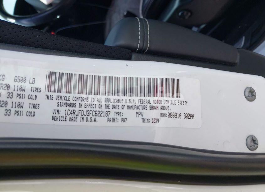 Photo 9 of 2015 Jeep Grand CHEROKEE SRT (VIN 1C4RJFDJ3FC622187)