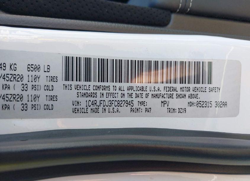 Photo 9 of 2015 Jeep Grand CHEROKEE SRT (VIN 1C4RJFDJ3FC827945)