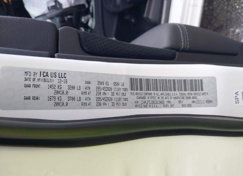 Photo 9 of 2019 Jeep Grand CHEROKEE SRT 4X4 (VIN 1C4RJFDJ5KC613422)