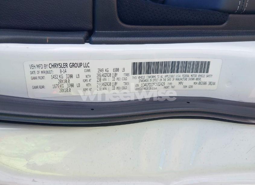 Photo 9 of 2015 Jeep Grand CHEROKEE SRT (VIN 1C4RJFDJ7FC632429)