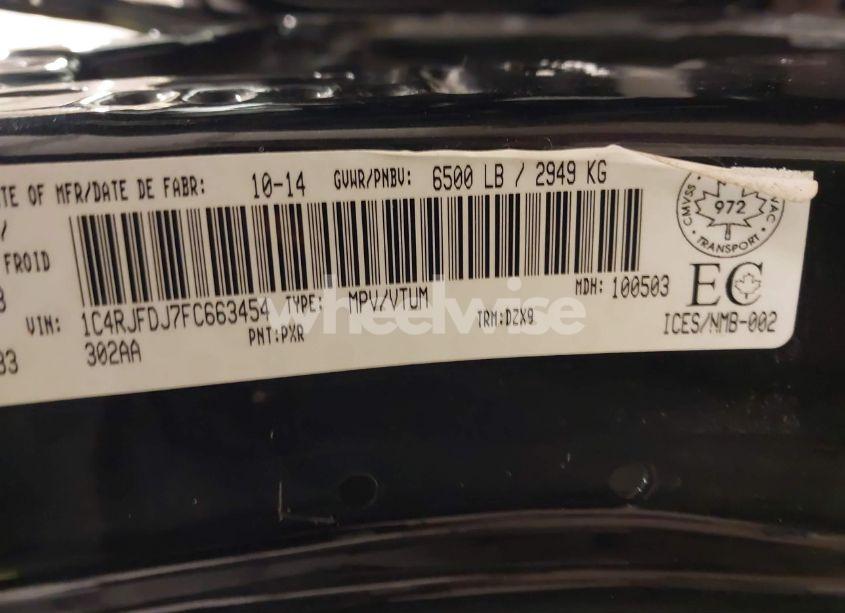 Photo 9 of 2015 Jeep Grand CHEROKEE SRT (VIN 1C4RJFDJ7FC663454)