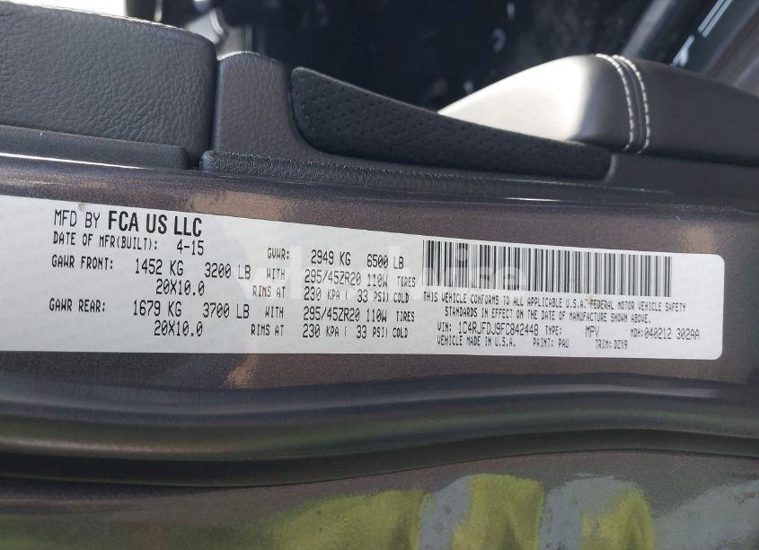 Photo 9 of 2015 Jeep Grand CHEROKEE SRT (VIN 1C4RJFDJ9FC842448)