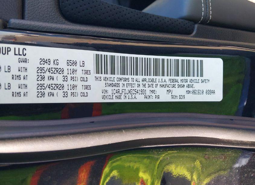 Photo 9 of 2014 Jeep Grand CHEROKEE SRT8 (VIN 1C4RJFDJXEC541931)