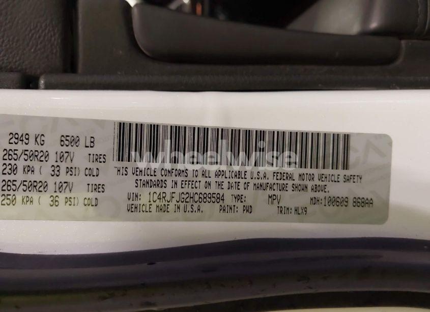 Photo 9 of 2017 Jeep Grand CHEROKEE SUMMIT 4X4 (VIN 1C4RJFJG2HC689584)