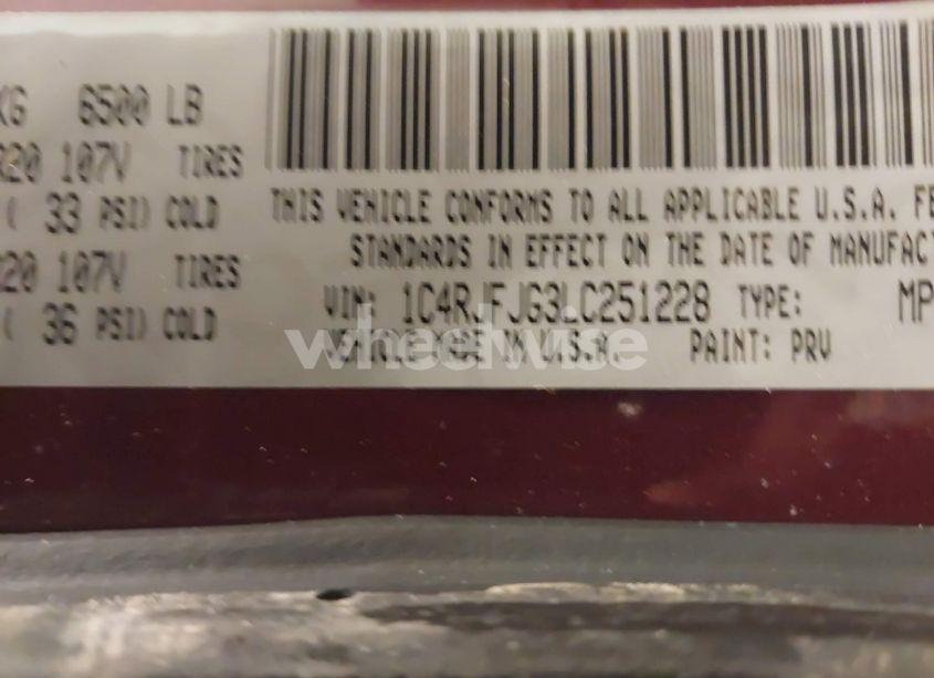 Photo 9 of 2020 Jeep Grand CHEROKEE SUMMIT 4X4 (VIN 1C4RJFJG3LC251228)