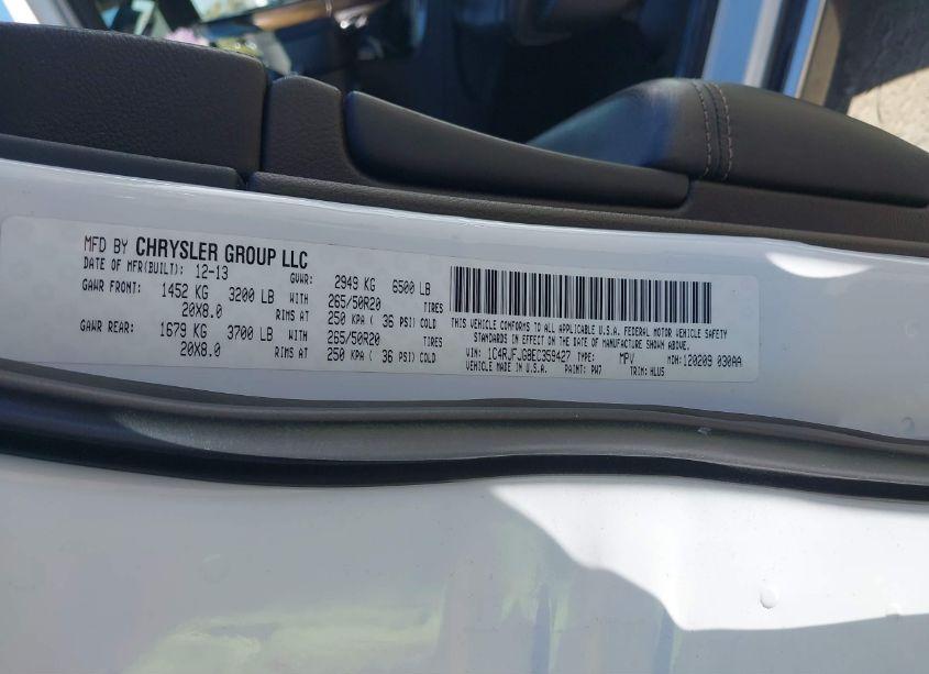 Photo 9 of 2014 Jeep Grand CHEROKEE SUMMIT (VIN 1C4RJFJG8EC359427)