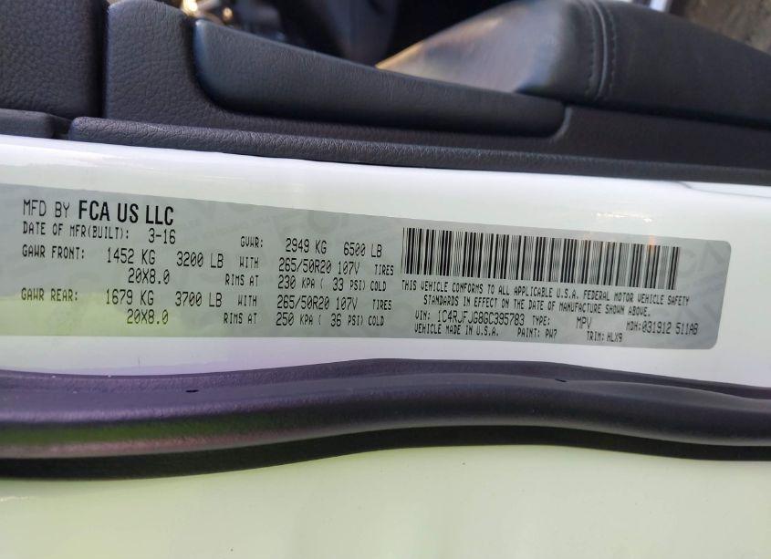 Photo 9 of 2016 Jeep Grand CHEROKEE SUMMIT (VIN 1C4RJFJG8GC395783)