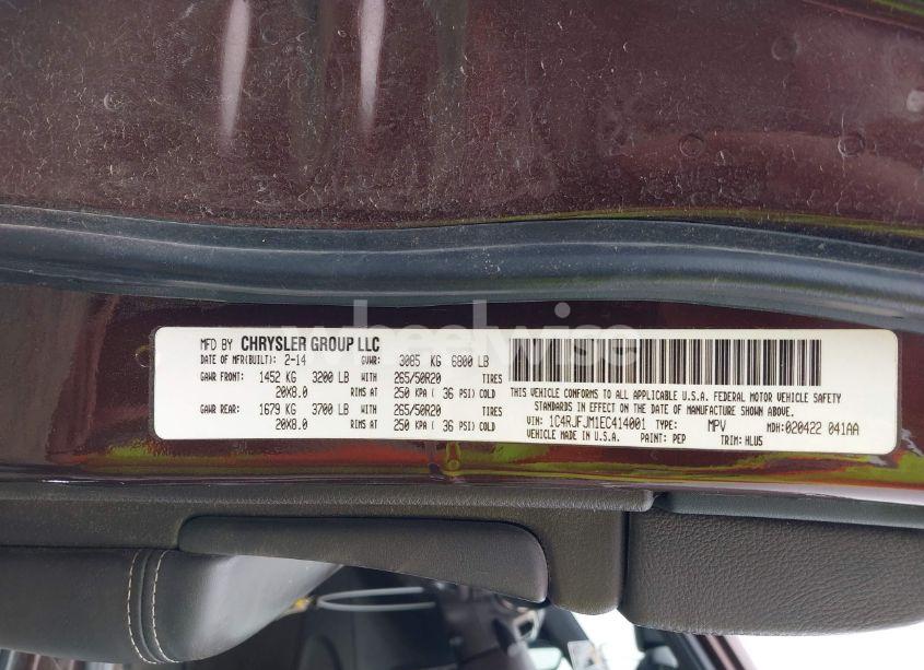 Photo 9 of 2014 Jeep Grand CHEROKEE SUMMIT (VIN 1C4RJFJM1EC414001)