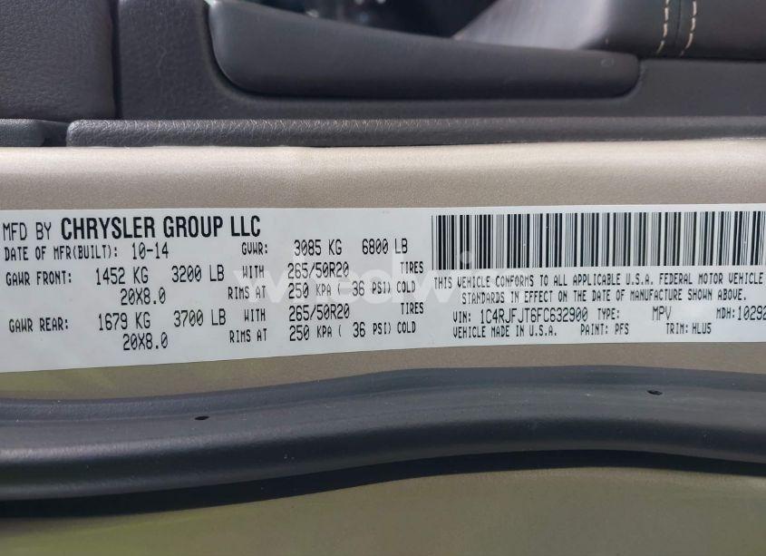 Photo 9 of 2015 Jeep Grand CHEROKEE SUMMIT (VIN 1C4RJFJT6FC632900)