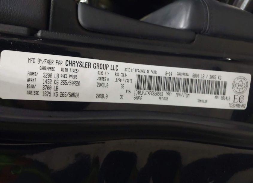 Photo 9 of 2015 Jeep Grand CHEROKEE (VIN 1C4RJFJTXFC626503)