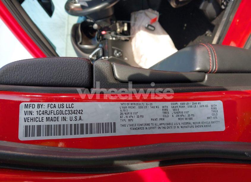 Photo 9 of 2020 Jeep Grand CHEROKEE TRAILHAWK 4X4 (VIN 1C4RJFLG0LC334242)