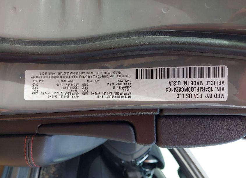 Photo 9 of 2021 Jeep Grand CHEROKEE TRAILHAWK 4X4 (VIN 1C4RJFLG0MC824164)