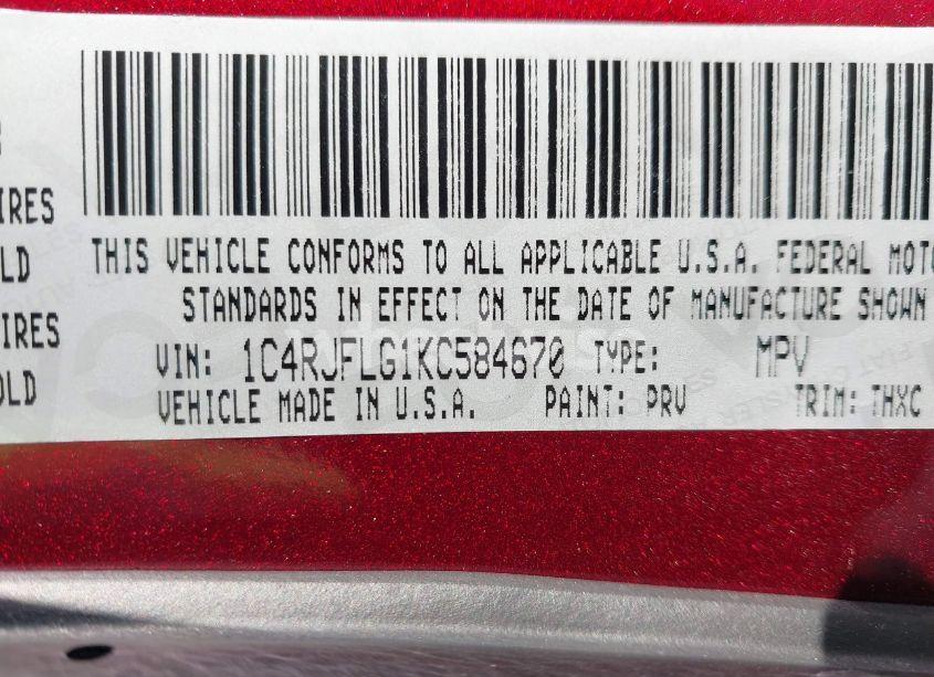 Photo 9 of 2019 Jeep Grand CHEROKEE TRAILHAWK 4X4 (VIN 1C4RJFLG1KC584670)