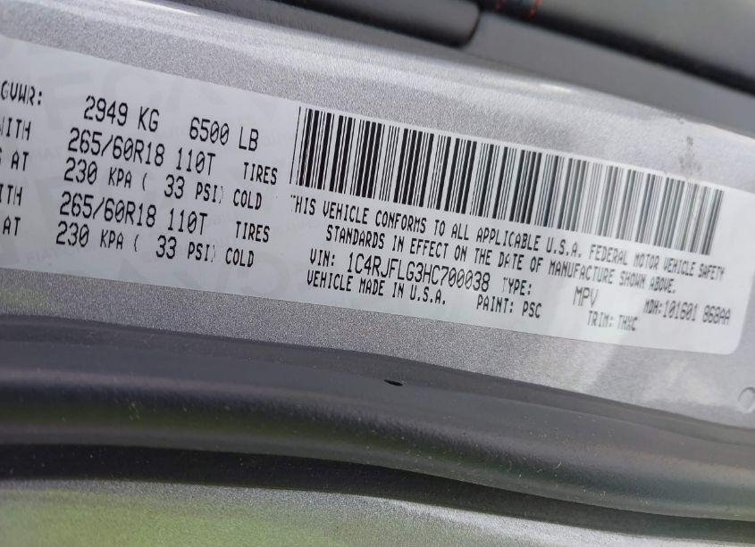 Photo 9 of 2017 Jeep Grand CHEROKEE TRAILHAWK 4X4 (VIN 1C4RJFLG3HC700038)