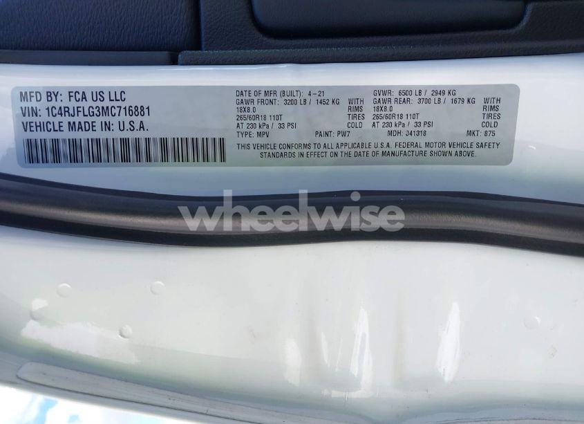 Photo 9 of 2021 Jeep Grand CHEROKEE TRAILHAWK 4X4 (VIN 1C4RJFLG3MC716881)