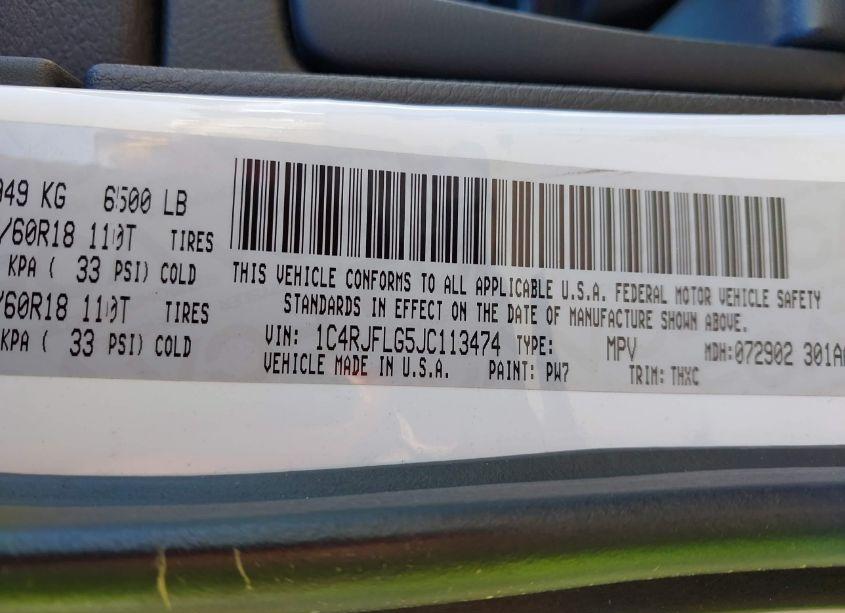 Photo 9 of 2018 Jeep Grand CHEROKEE TRAILHAWK 4X4 (VIN 1C4RJFLG5JC113474)