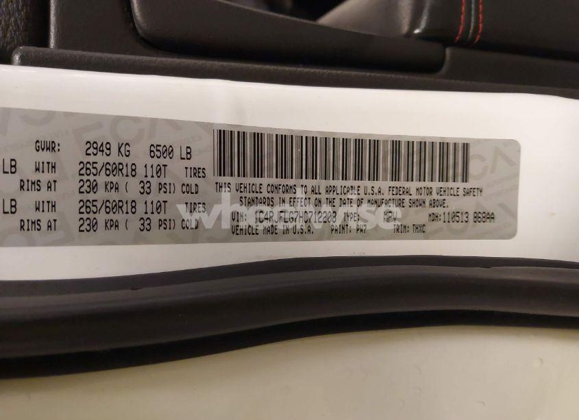 Photo 9 of 2017 Jeep Grand CHEROKEE TRAILHAWK 4X4 (VIN 1C4RJFLG7HC712208)