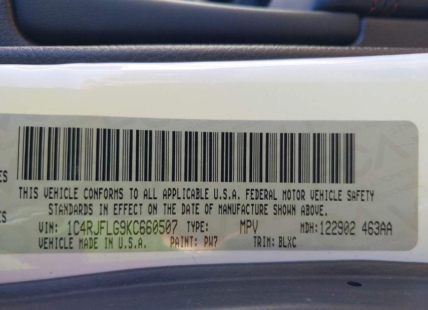 Photo 9 of 2019 Jeep Grand CHEROKEE TRAILHAWK 4X4 (VIN 1C4RJFLG9KC660507)