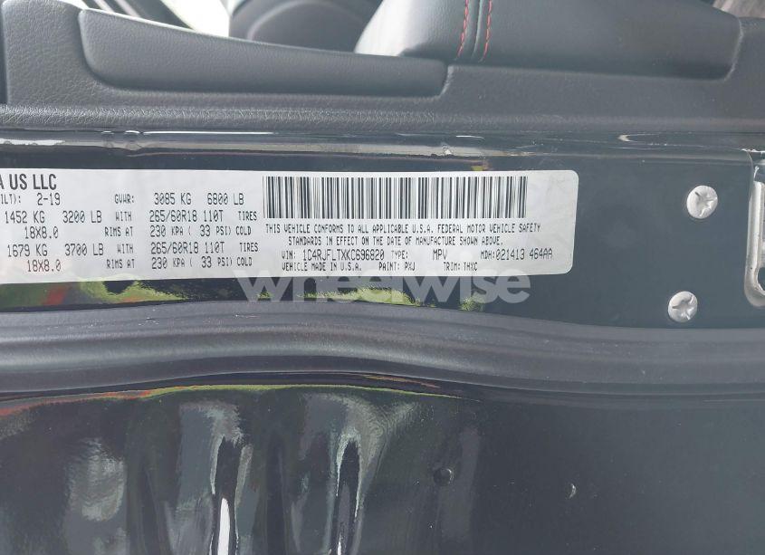 Photo 9 of 2019 Jeep Grand CHEROKEE TRAILHAWK 4X4 (VIN 1C4RJFLTXKC696820)