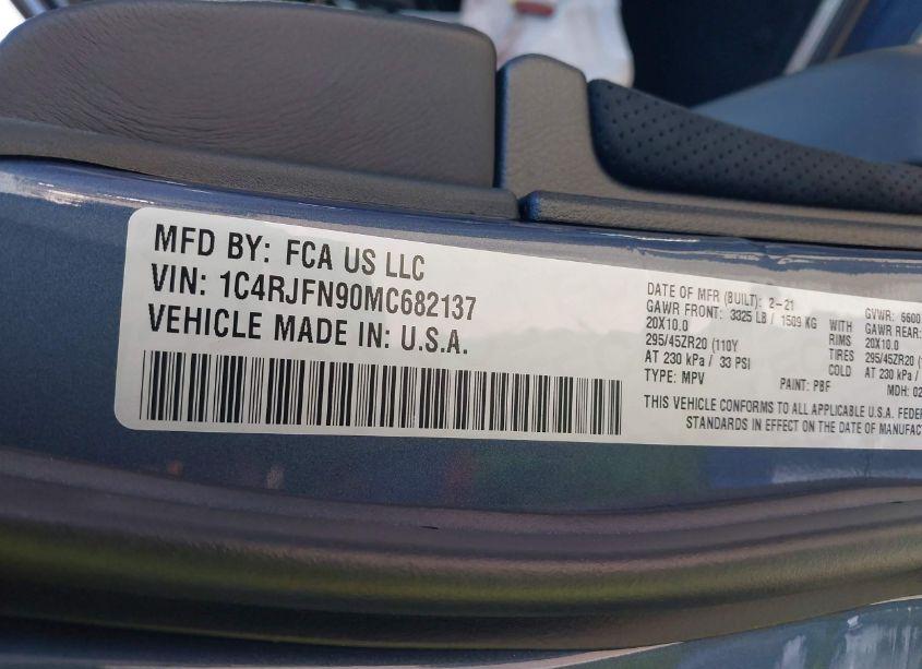 Photo 9 of 2021 Jeep Grand CHEROKEE TRACKHAWK 4X4 (VIN 1C4RJFN90MC682137)