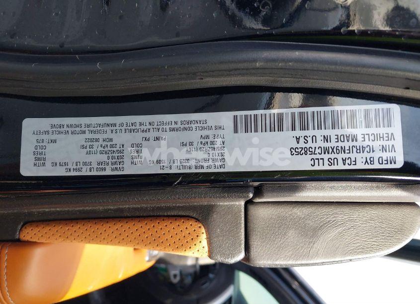 Photo 9 of 2021 Jeep Grand CHEROKEE TRACKHAWK 4X4 (VIN 1C4RJFN9XMC758253)