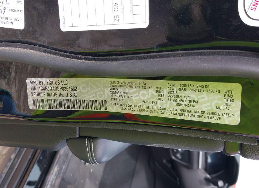 Photo 9 of 2023 Jeep Grand CHEROKEE ALTITUDE 4X2 (VIN 1C4RJGAG5P8861632)