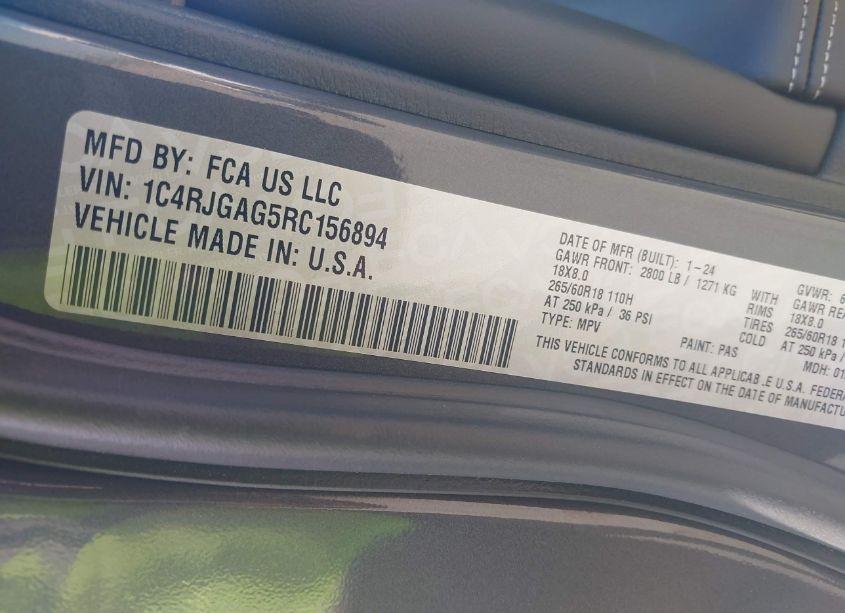 Photo 9 of 2024 Jeep Grand CHEROKEE ALTITUDE 4X2 (VIN 1C4RJGAG5RC156894)