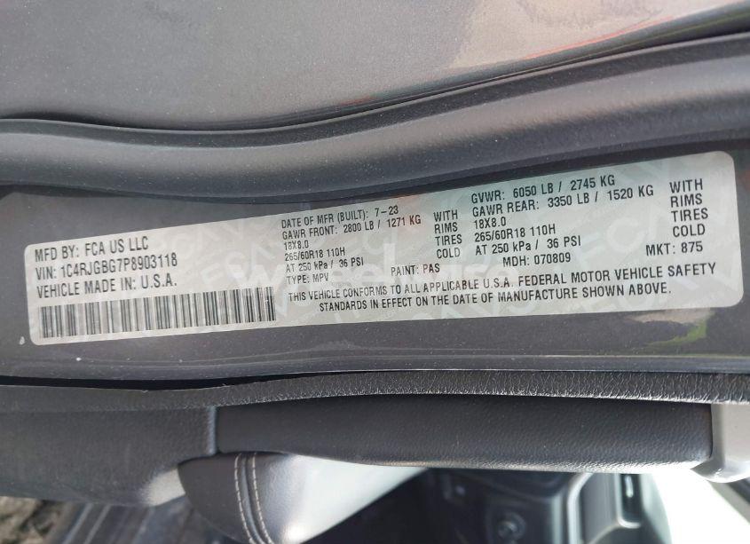 Photo 9 of 2023 Jeep Grand CHEROKEE LIMITED 4X2 (VIN 1C4RJGBG7P8903118)