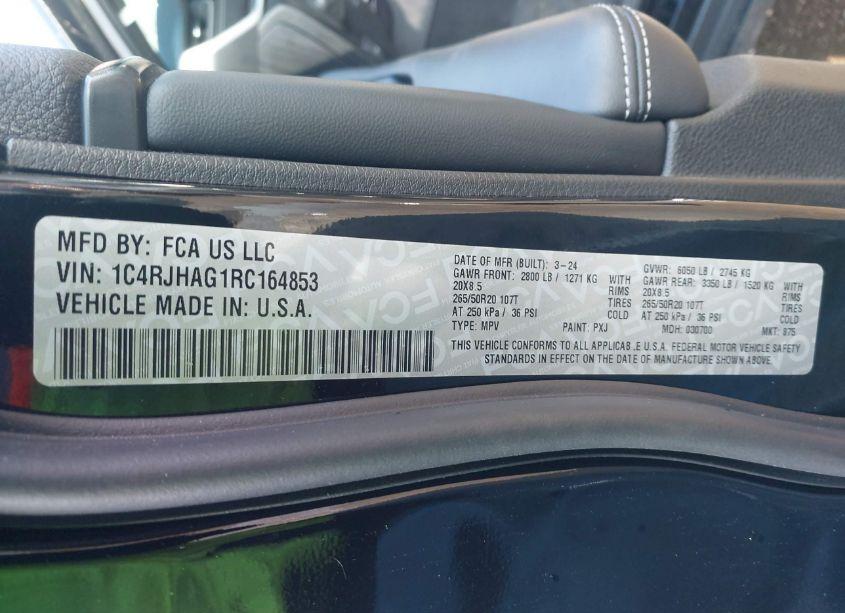 Photo 9 of 2024 Jeep Grand CHEROKEE ALTITUDE X 4X4 (VIN 1C4RJHAG1RC164853)