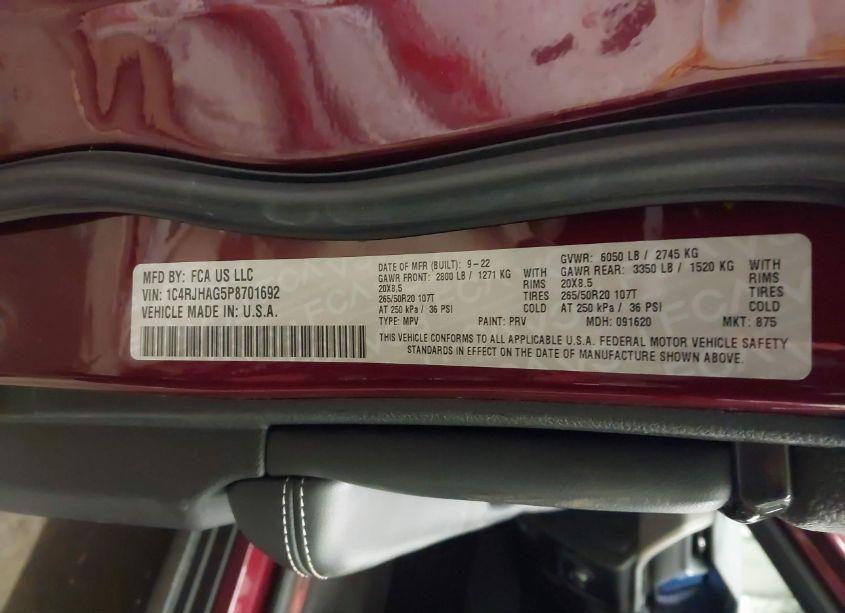 Photo 9 of 2023 Jeep Grand CHEROKEE ALTITUDE 4X4 (VIN 1C4RJHAG5P8701692)