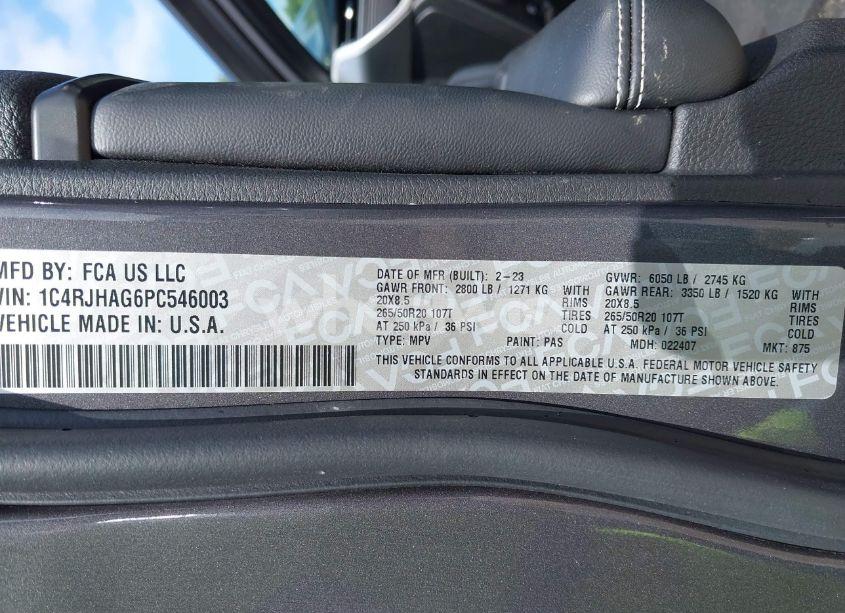 Photo 9 of 2023 Jeep Grand CHEROKEE ALTITUDE 4X4 (VIN 1C4RJHAG6PC546003)