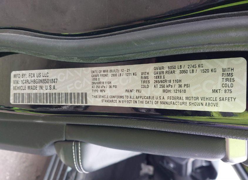 Photo 9 of 2022 Jeep Grand CHEROKEE LIMITED 4X4 (VIN 1C4RJHBG0N8501847)