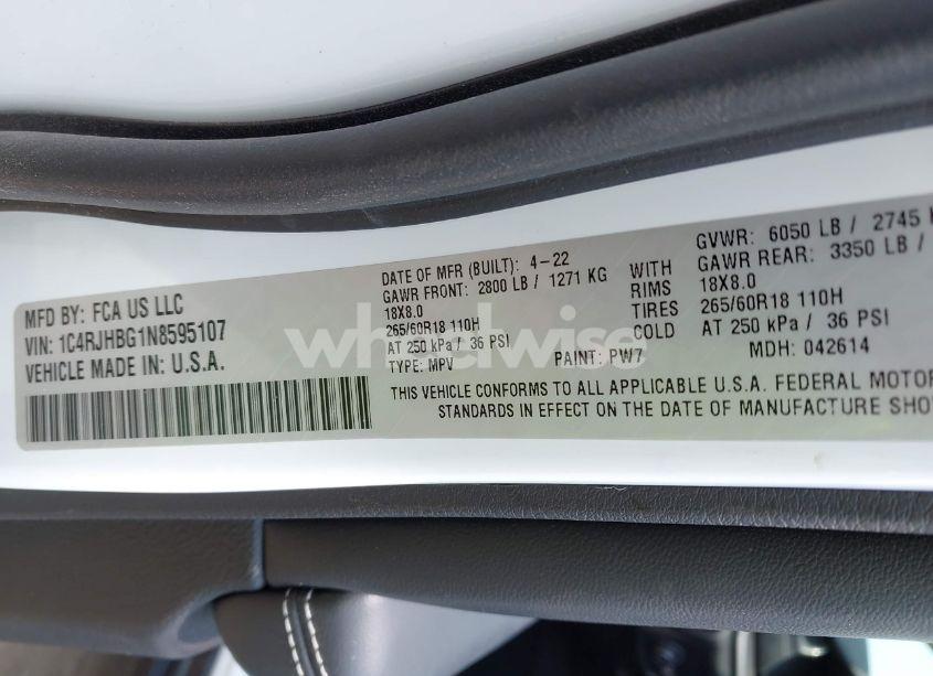 Photo 9 of 2022 Jeep Grand CHEROKEE LIMITED 4X4 (VIN 1C4RJHBG1N8595107)