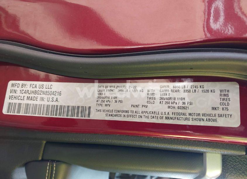 Photo 9 of 2022 Jeep Grand CHEROKEE LIMITED 4X4 (VIN 1C4RJHBG2N8504216)