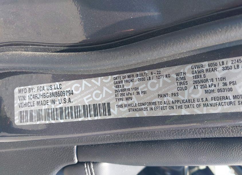 Photo 9 of 2022 Jeep Grand CHEROKEE LIMITED 4X4 (VIN 1C4RJHBG8N8609794)