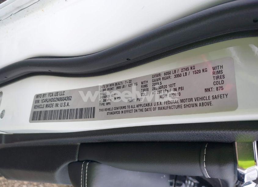 Photo 9 of 2022 Jeep Grand CHEROKEE OVERLAND 4X4 (VIN 1C4RJHDG2N8604362)