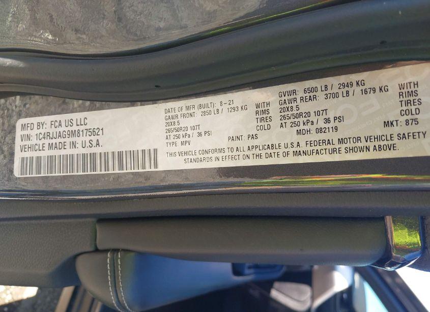 Photo 9 of 2021 Jeep Grand CHEROKEE L ALTITUDE 4X2 (VIN 1C4RJJAG9M8175621)