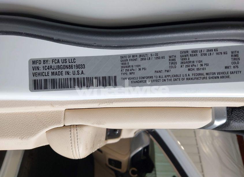 Photo 9 of 2022 Jeep Grand CHEROKEE L LIMITED 4X2 (VIN 1C4RJJBG0N8619033)