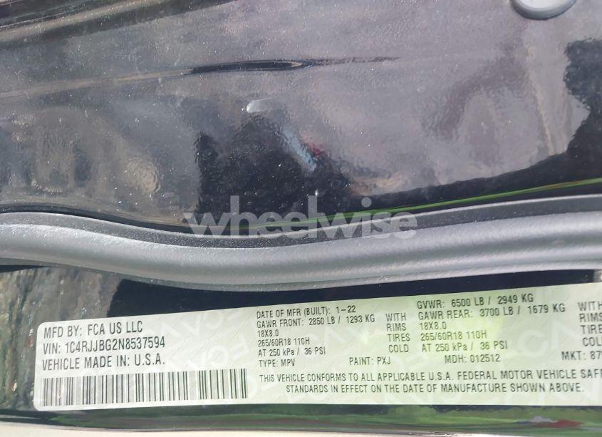 Photo 9 of 2022 Jeep Grand CHEROKEE L LIMITED 4X2 (VIN 1C4RJJBG2N8537594)