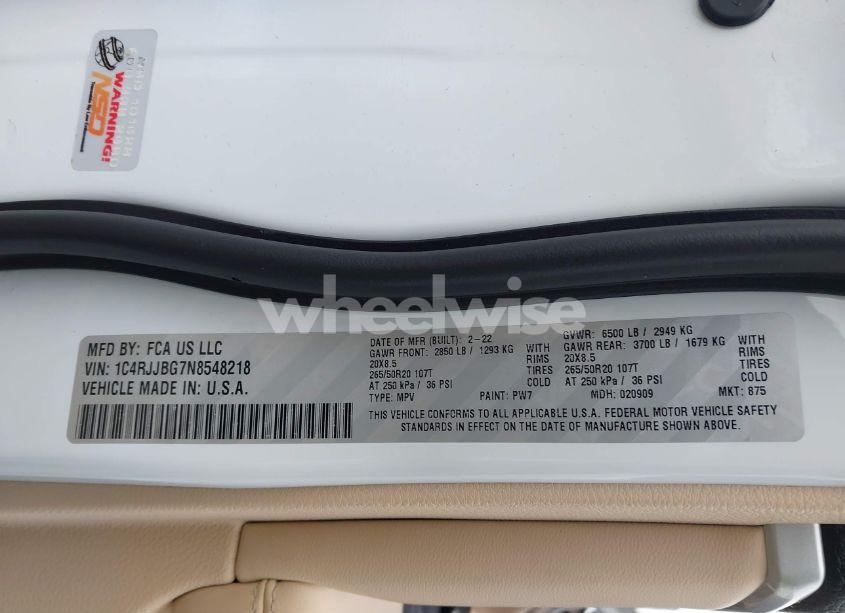 Photo 9 of 2022 Jeep Grand CHEROKEE L LIMITED 4X2 (VIN 1C4RJJBG7N8548218)