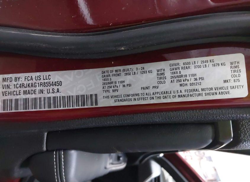 Photo 9 of 2024 Jeep Grand CHEROKEE L ALTITUDE 4X4 (VIN 1C4RJKAG1R8554450)