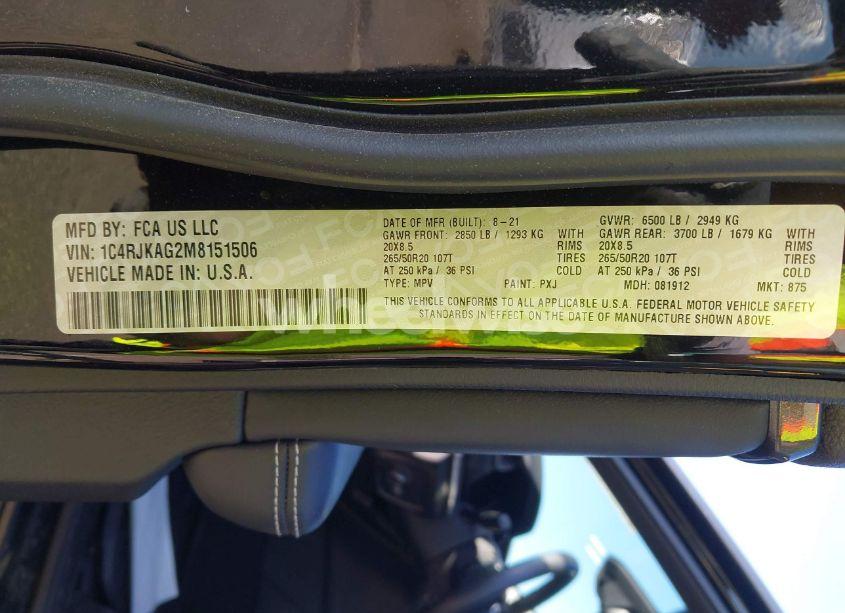 Photo 9 of 2021 Jeep Grand CHEROKEE L ALTITUDE 4X4 (VIN 1C4RJKAG2M8151506)