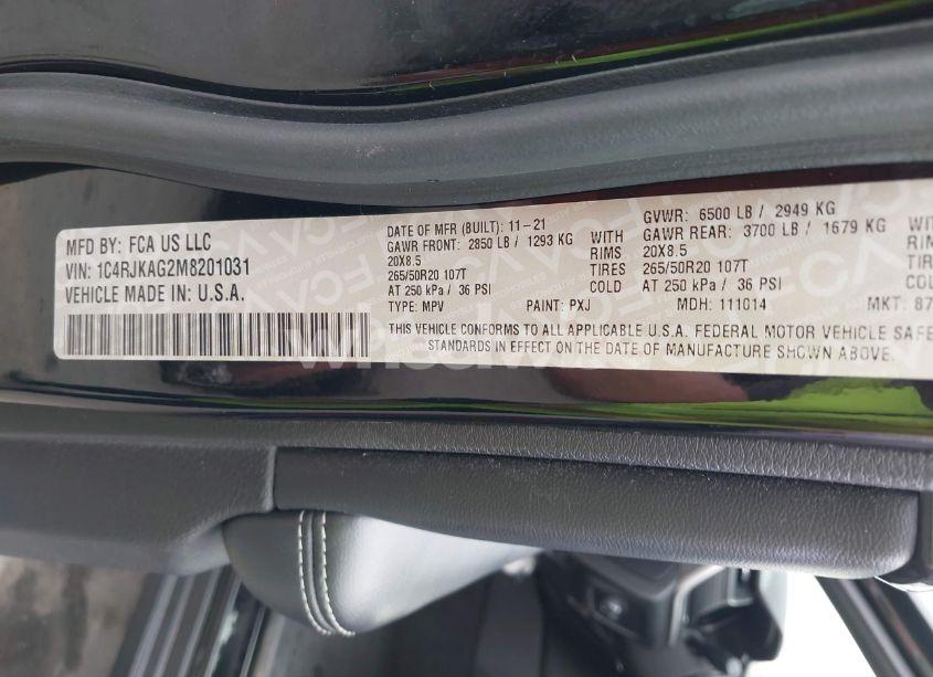 Photo 9 of 2021 Jeep Grand CHEROKEE L ALTITUDE 4X4 (VIN 1C4RJKAG2M8201031)