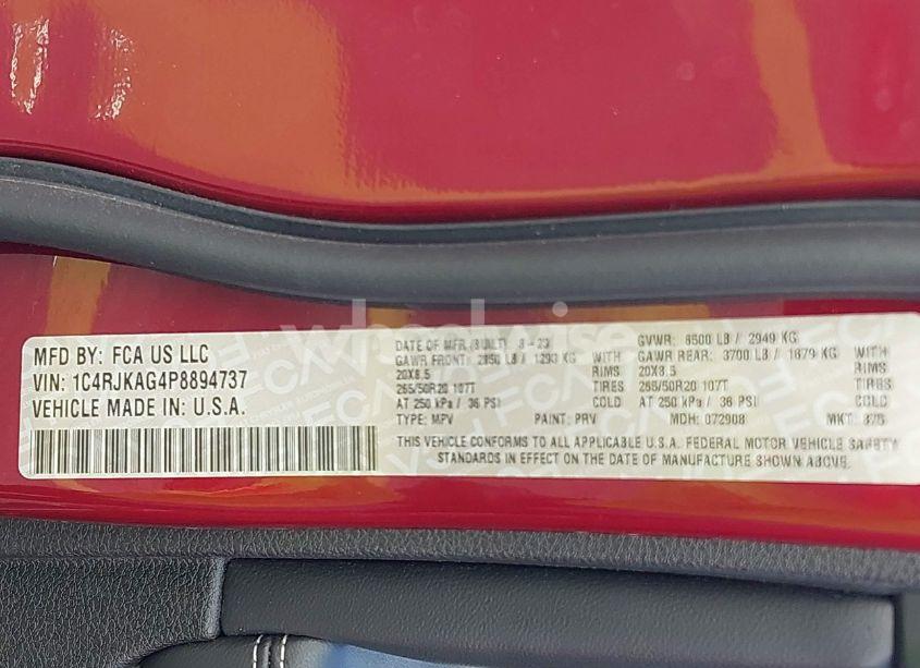 Photo 9 of 2023 Jeep Grand CHEROKEE L ALTITUDE 4X4 (VIN 1C4RJKAG4P8894737)