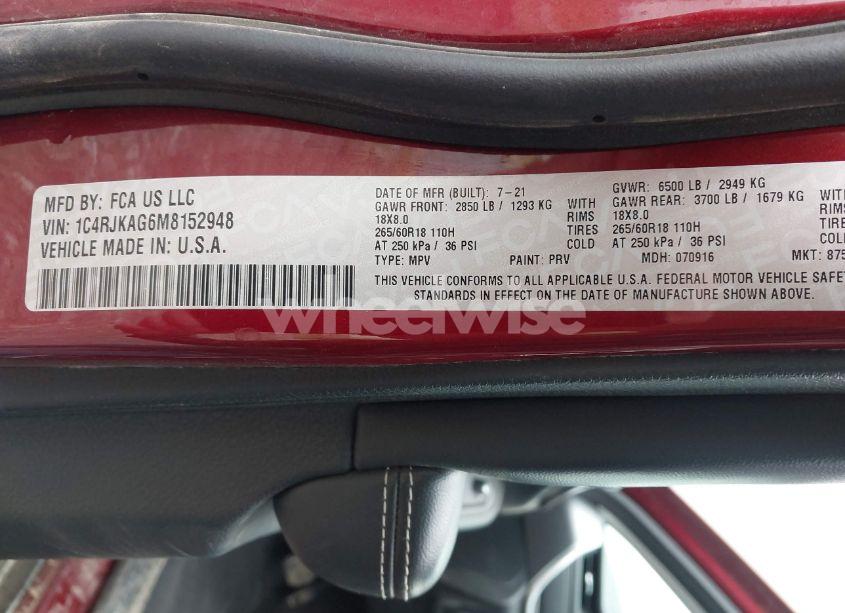 Photo 9 of 2021 Jeep Grand CHEROKEE L LAREDO 4X4 (VIN 1C4RJKAG6M8152948)