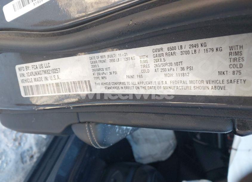 Photo 9 of 2021 Jeep Grand CHEROKEE L ALTITUDE 4X4 (VIN 1C4RJKAG7M8210257)