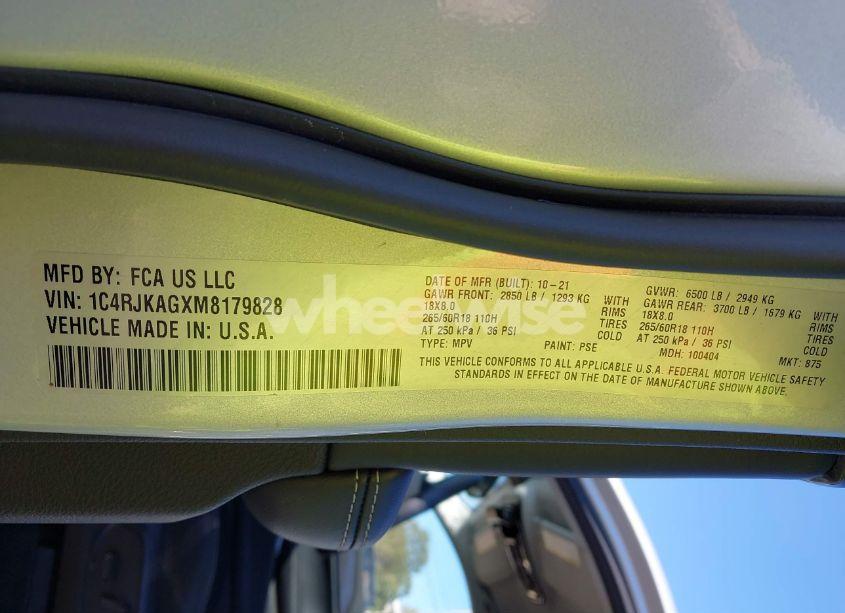 Photo 9 of 2021 Jeep Grand CHEROKEE L LAREDO 4X4 (VIN 1C4RJKAGXM8179828)