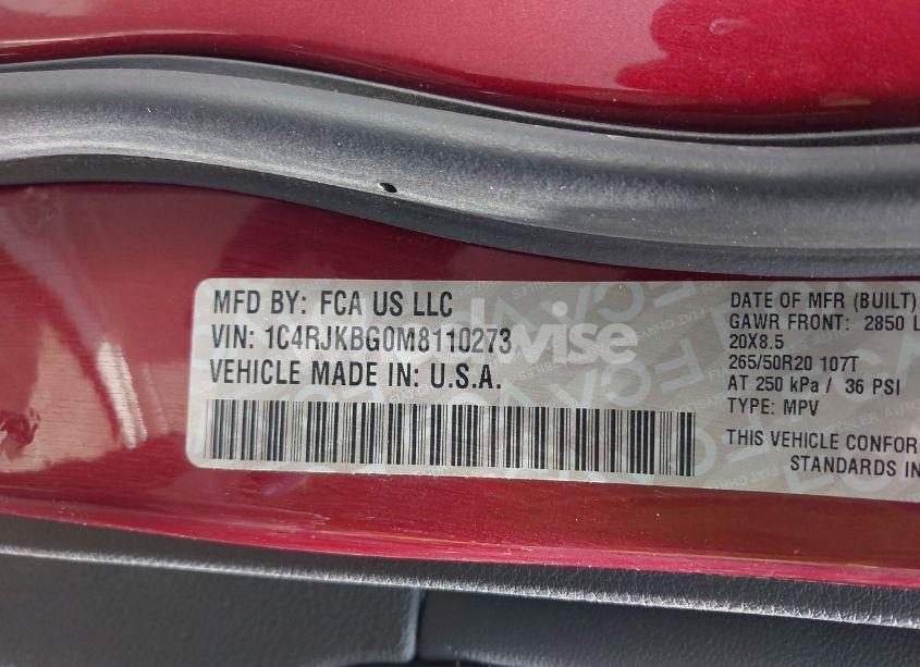 Photo 9 of 2021 Jeep Grand CHEROKEE L LIMITED 4X4 (VIN 1C4RJKBG0M8110273)