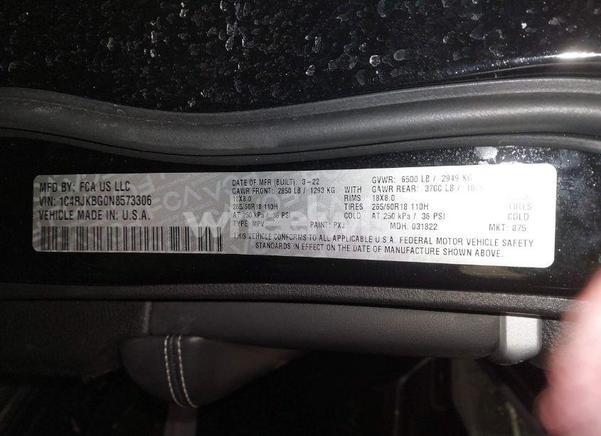 Photo 9 of 2022 Jeep Grand CHEROKEE L LIMITED 4X4 (VIN 1C4RJKBG0N8573306)