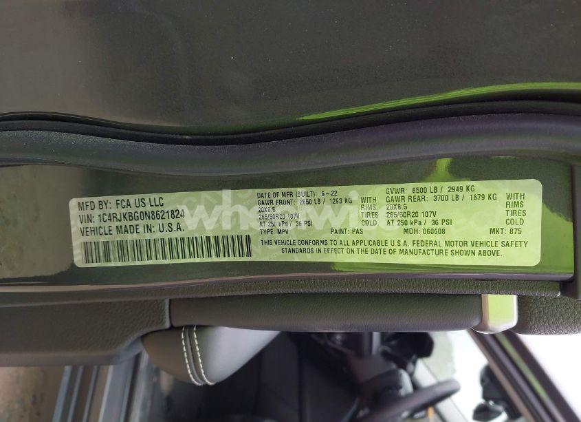 Photo 9 of 2022 Jeep Grand CHEROKEE L LIMITED 4X4 (VIN 1C4RJKBG0N8621824)